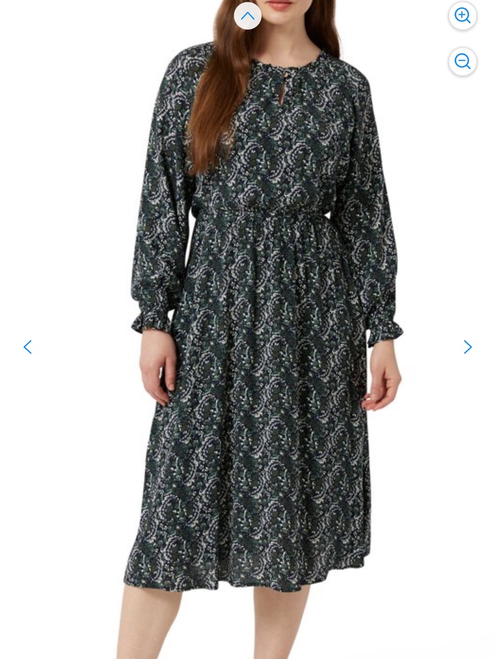 Chaps Black Long Sleeve Patterned Midi Dress